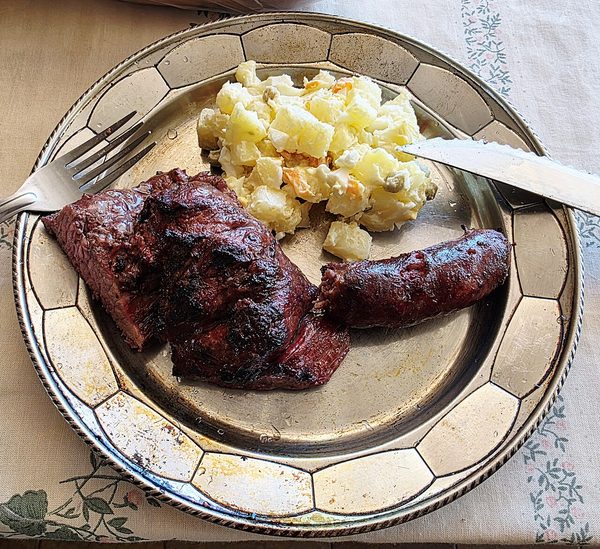 Grilled beef and chorizo
